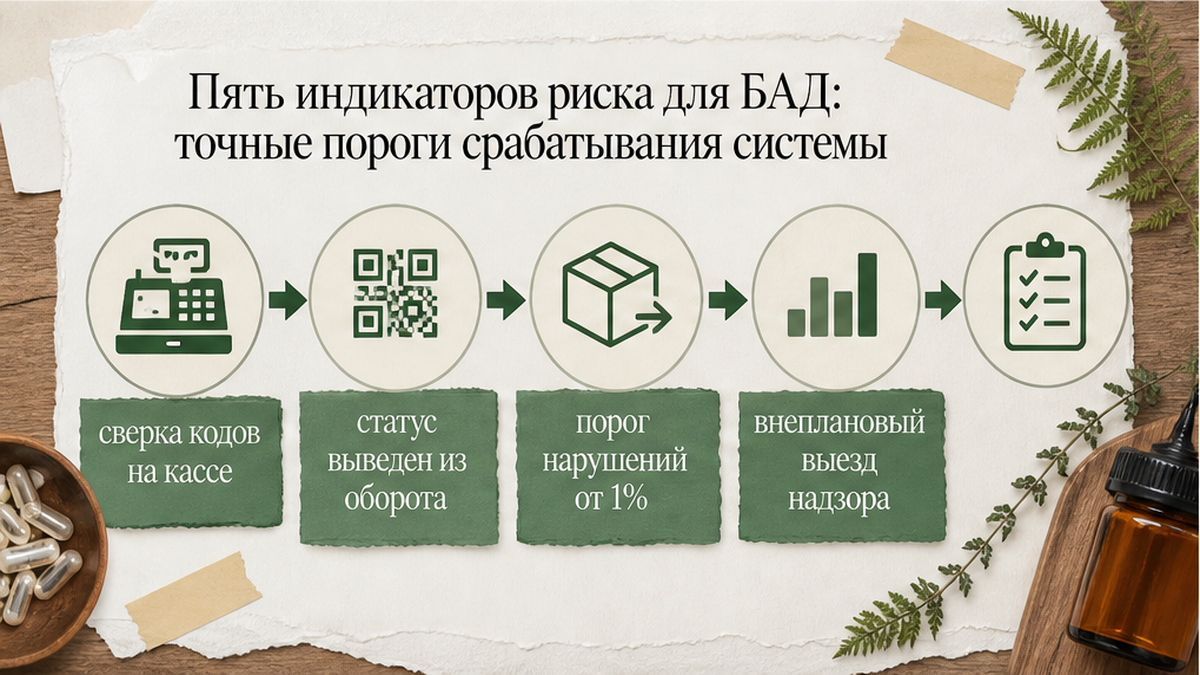 Схема пяти индикаторов риска для БАД и порогов срабатывания в ГИС МТ