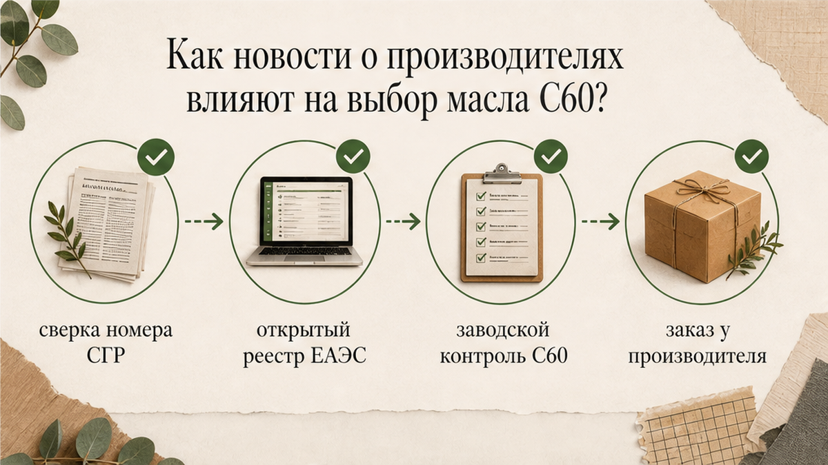 Схема: как выбрать масло C60 по реестру после новостей о производителях