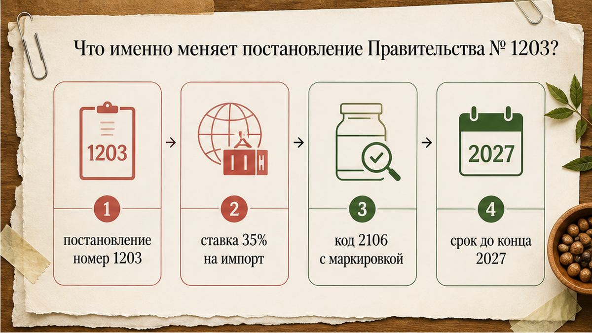 Сравнение: импорт под постановлением № 1203 и отечественные добавки